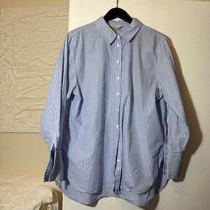 Primark Blue and White Striped Button-Up Blouse